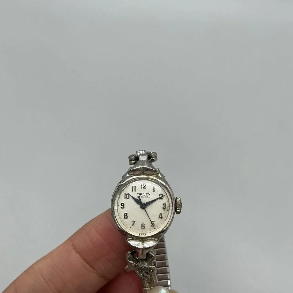 Vintage Gruen Womens Watch 17mm Cream Dial Silver Manual Wind 10K RGP Bezel